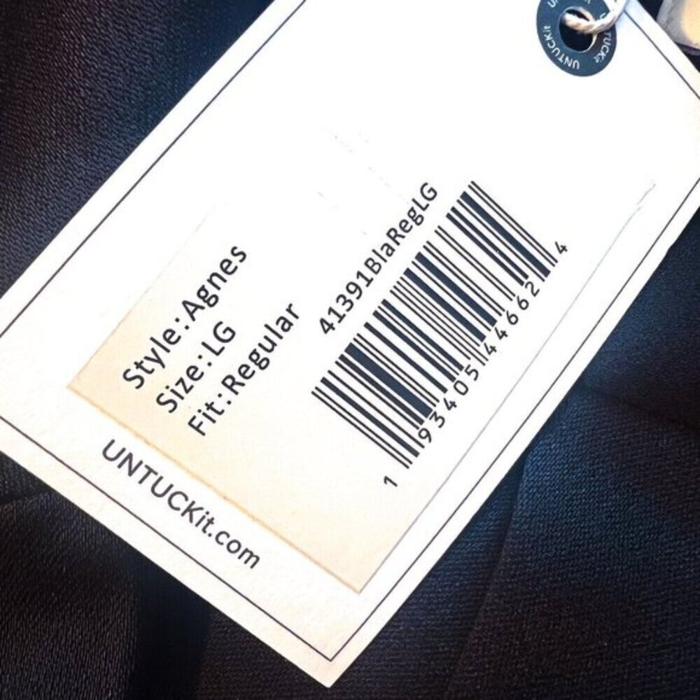 UnTuckIt Satin Black Wrap Agnes Dress Business Career Corporate Modern Large NWT - Picture 13 of 16
